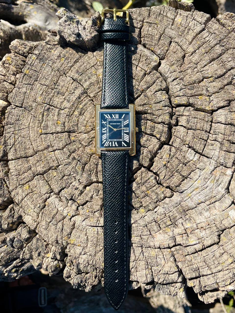 Universe Point Roman Square Leather Watch