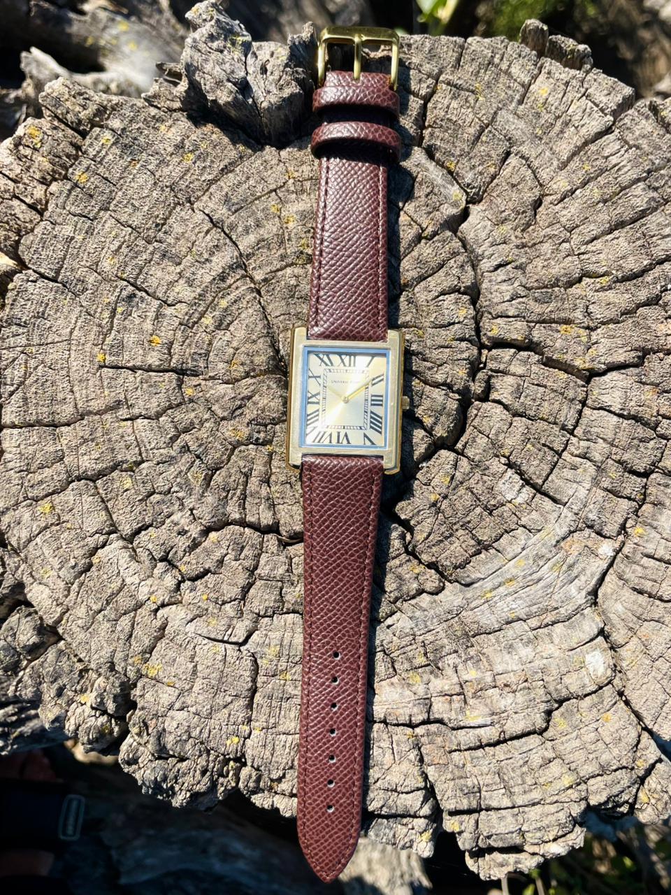 Universe Point Roman Square Leather Watch