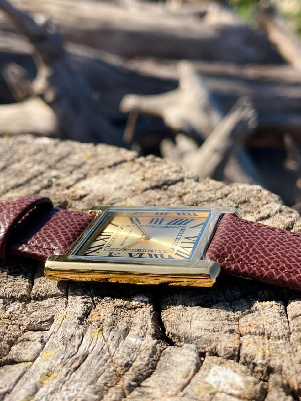 Universe Point Roman Square Leather Watch