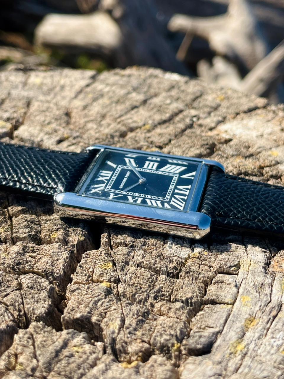 Universe Point Roman Square Leather Watch