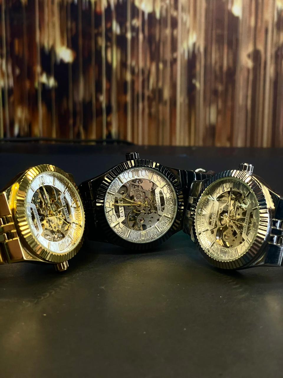 CASIRUI Men’s Gold Automatic Skeleton Watch – Premium Mechanical Timepiece