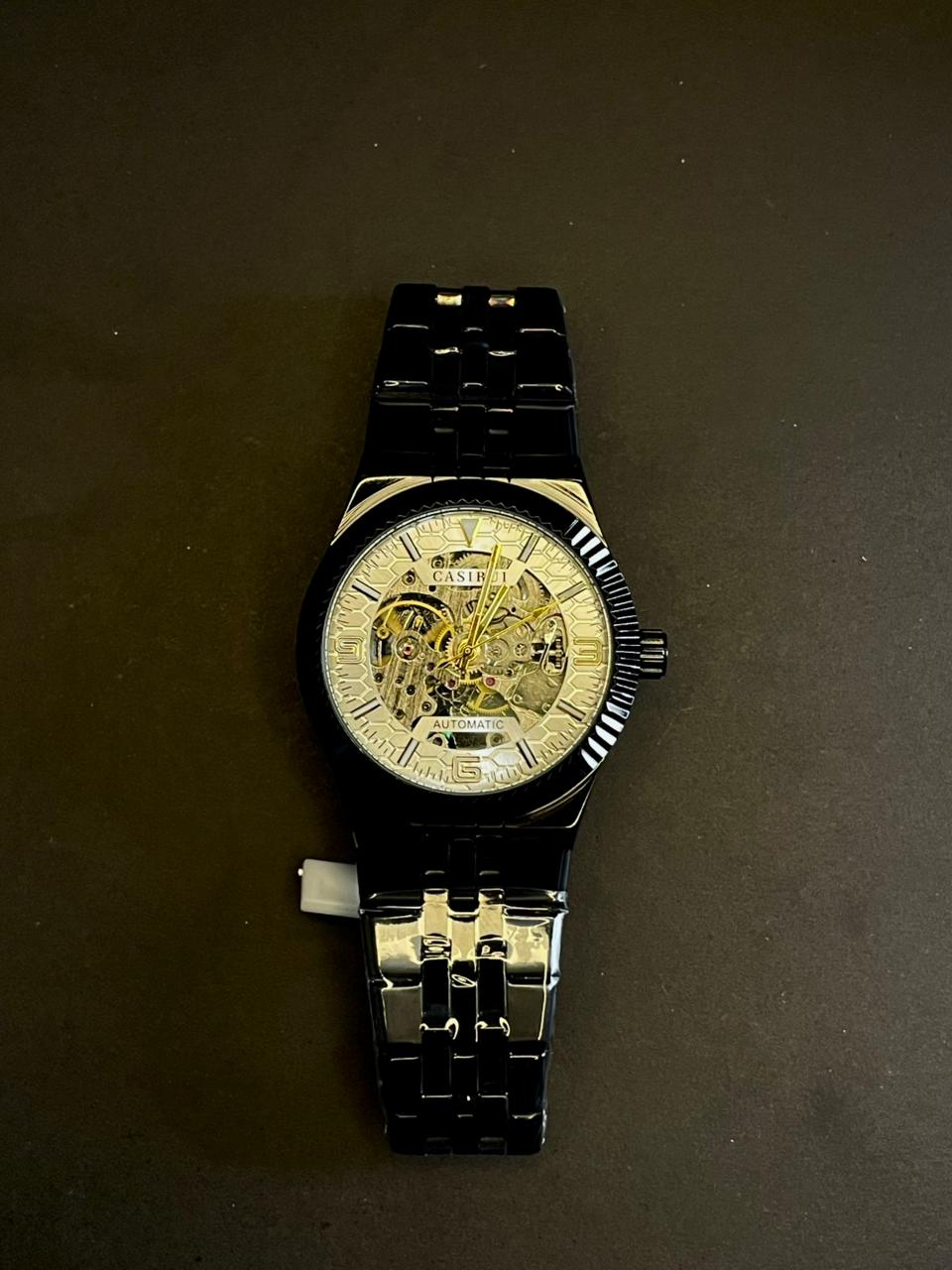 CASIRUI Men’s Gold Automatic Skeleton Watch – Premium Mechanical Timepiece