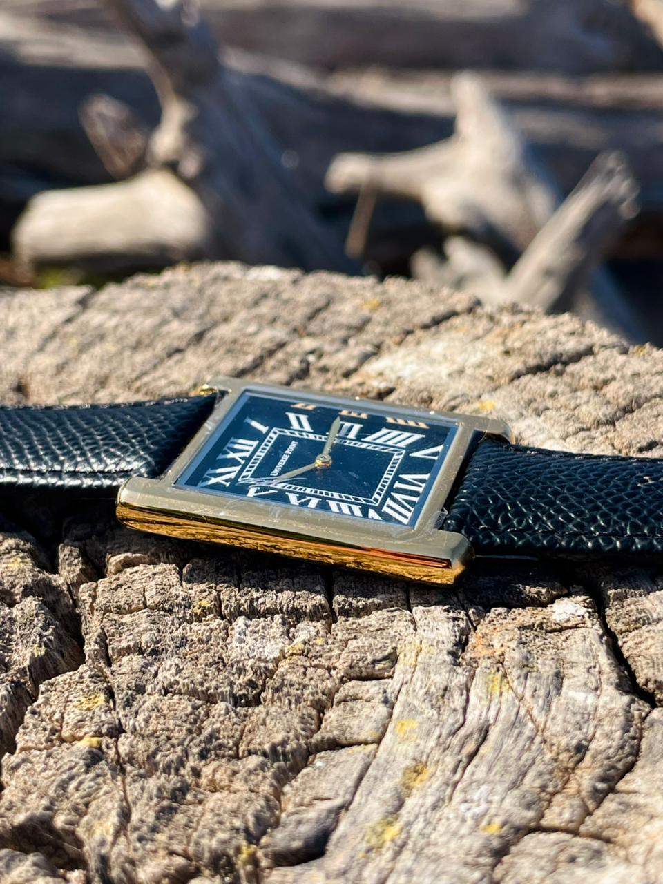 Universe Point Roman Square Leather Watch