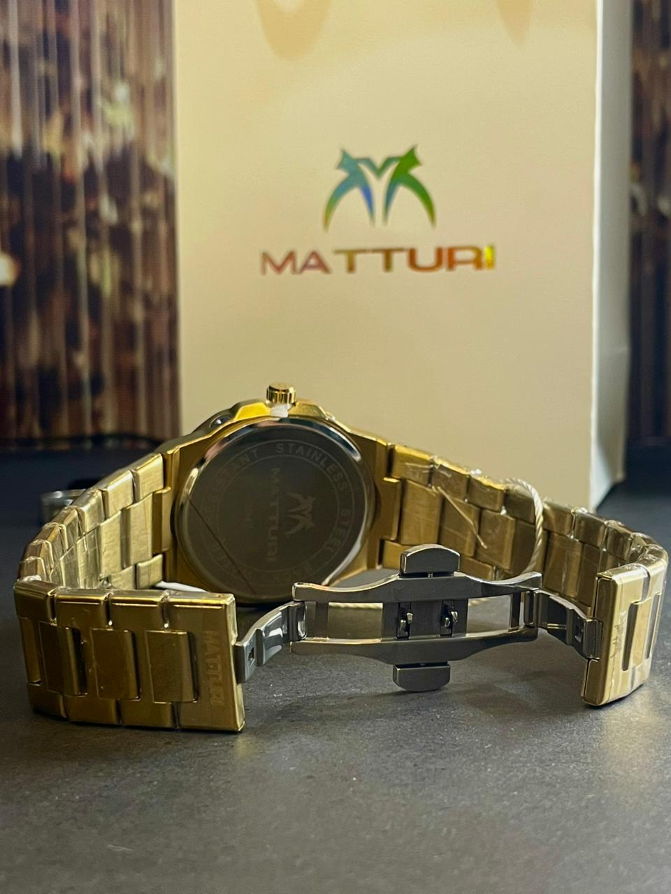 MATTURI Luxury Gold Chronograph Men's Watch – Complete Gift Set